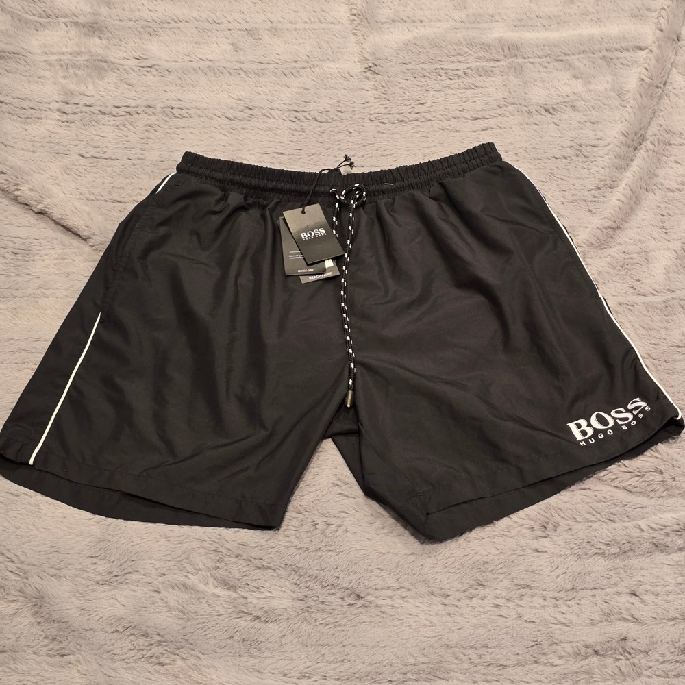 Hugo Boss Starfish BM Swim Trunks Mens‎ Small Black Quick Dry Beach Shorts NEW